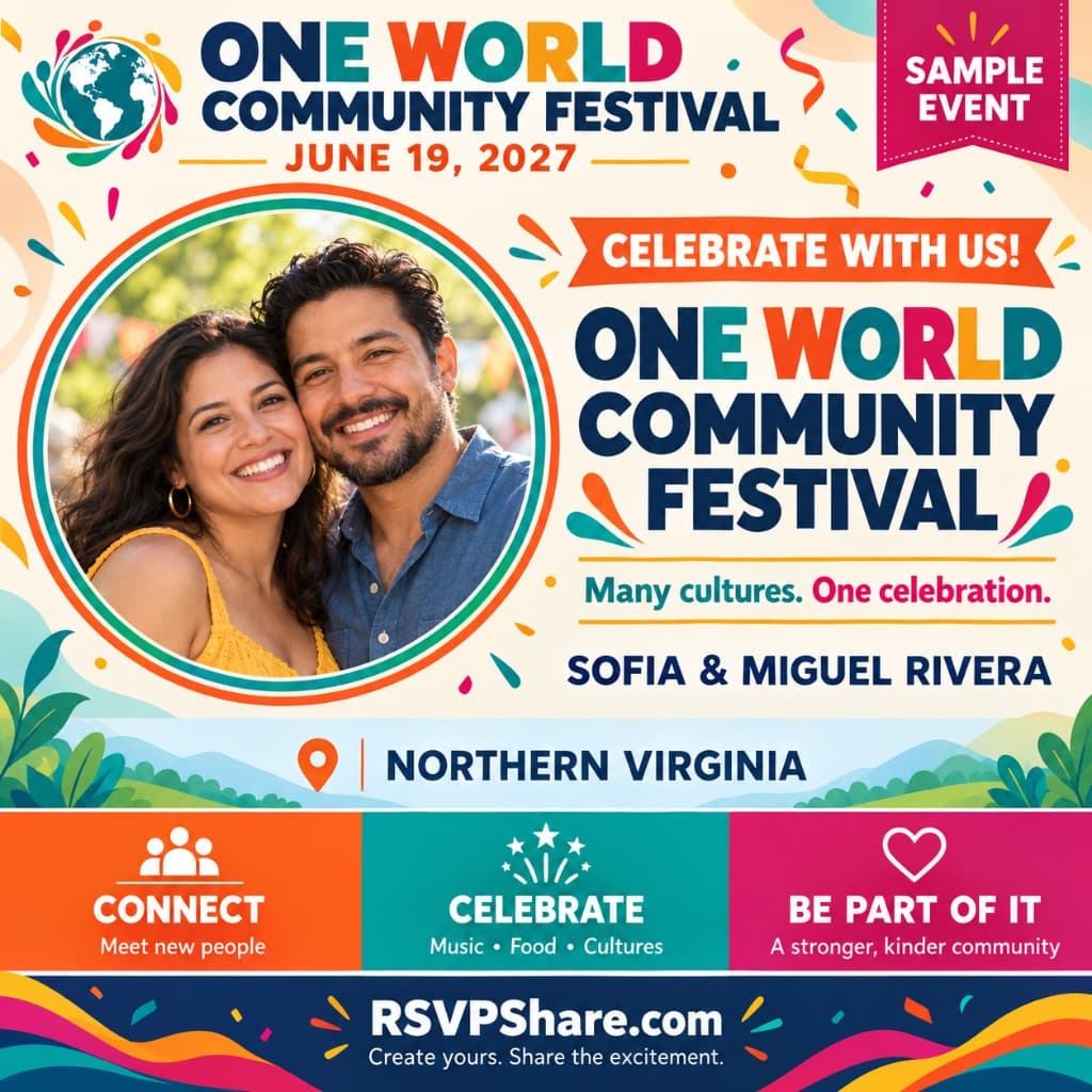 Sample One World Community Festival poster